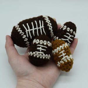 Handcrafted crochet catnip football cat toys